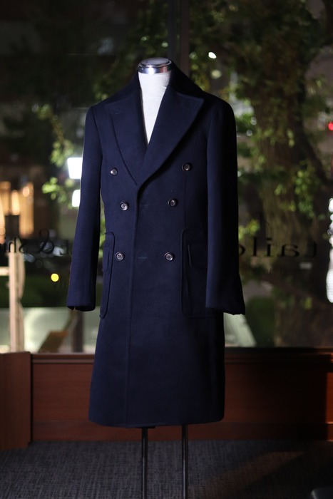 スーツセレクト L 紺 ダブルブレストチェスターコート ポロコート アルスター WEB限定/OUTLET】【SKINNY】ウールブレンド チェスターコート
